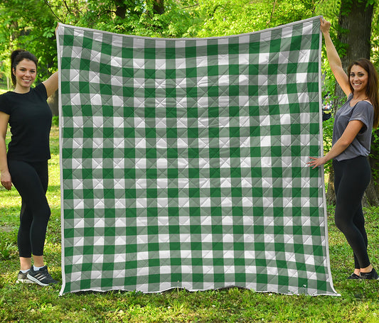 Green And White Buffalo Check Print Quilt