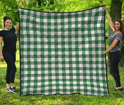 Green And White Buffalo Check Print Quilt