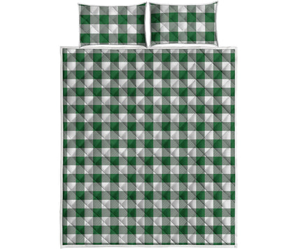 Green And White Buffalo Check Print Quilt Bed Set