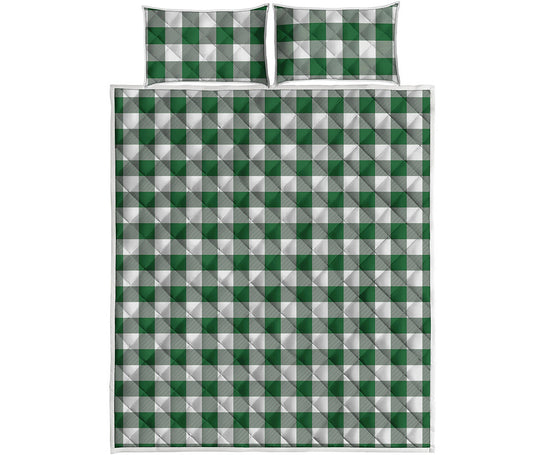 Green And White Buffalo Check Print Quilt Bed Set