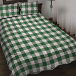 Green And White Buffalo Check Print Quilt Bed Set