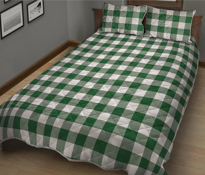 Green And White Buffalo Check Print Quilt Bed Set