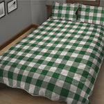 Green And White Buffalo Check Print Quilt Bed Set