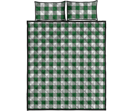 Green And White Buffalo Check Print Quilt Bed Set