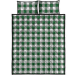 Green And White Buffalo Check Print Quilt Bed Set