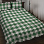 Green And White Buffalo Check Print Quilt Bed Set