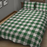 Green And White Buffalo Check Print Quilt Bed Set