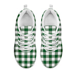 Green And White Buffalo Check Print White Sneakers