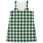 Green And White Buffalo Check Print Women's Racerback Tank Top