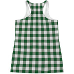 Green And White Buffalo Check Print Women's Racerback Tank Top