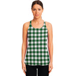 Green And White Buffalo Check Print Women's Racerback Tank Top