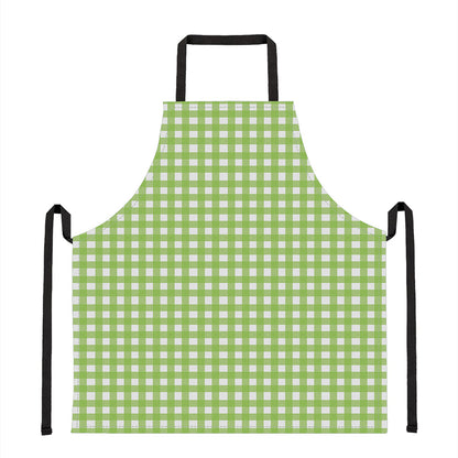 Green And White Check Pattern Print Apron