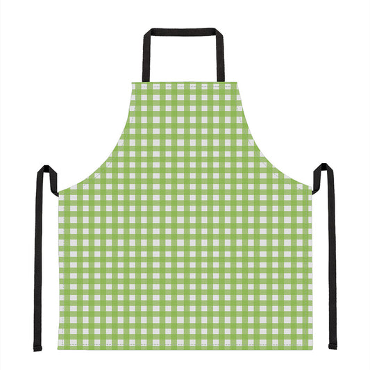 Green And White Check Pattern Print Apron