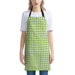 Green And White Check Pattern Print Apron