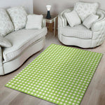 Green And White Check Pattern Print Area Rug