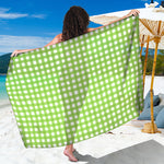 Green And White Check Pattern Print Beach Sarong Wrap