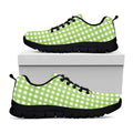 Green And White Check Pattern Print Black Running Shoes