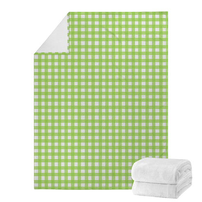 Green And White Check Pattern Print Blanket
