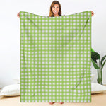 Green And White Check Pattern Print Blanket