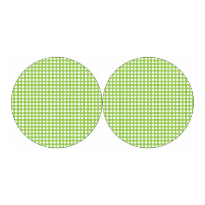 Green And White Check Pattern Print Car Coasters