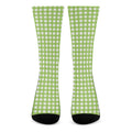 Green And White Check Pattern Print Crew Socks