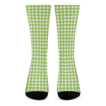 Green And White Check Pattern Print Crew Socks