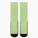 Green And White Check Pattern Print Crew Socks