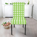 Green And White Check Pattern Print Dining Chair Slipcover