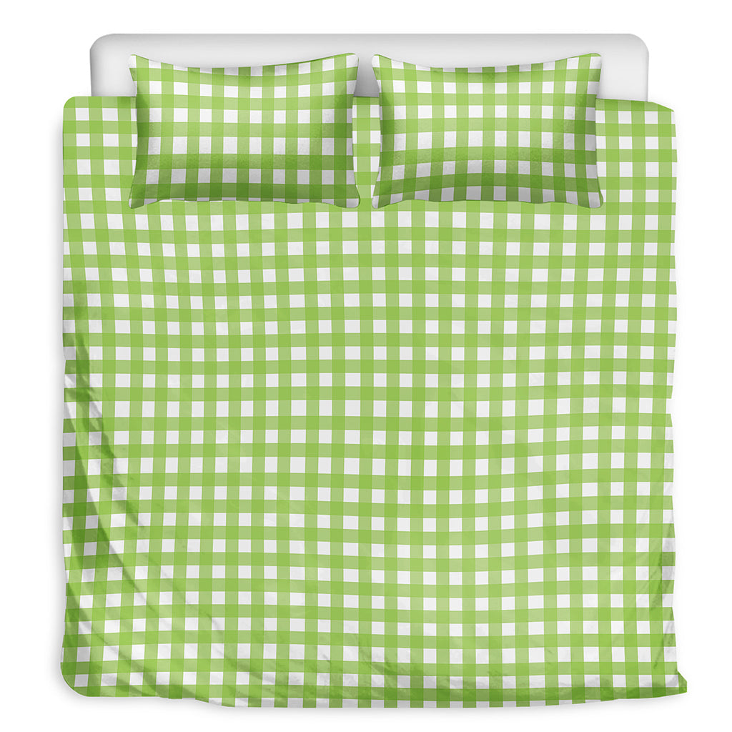 Green And White Check Pattern Print Duvet Cover Bedding Set