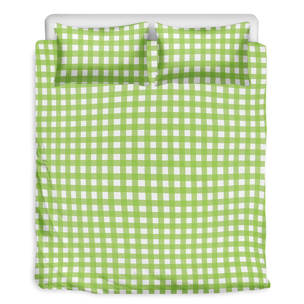 Green And White Check Pattern Print Duvet Cover Bedding Set