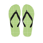 Green And White Check Pattern Print Flip Flops