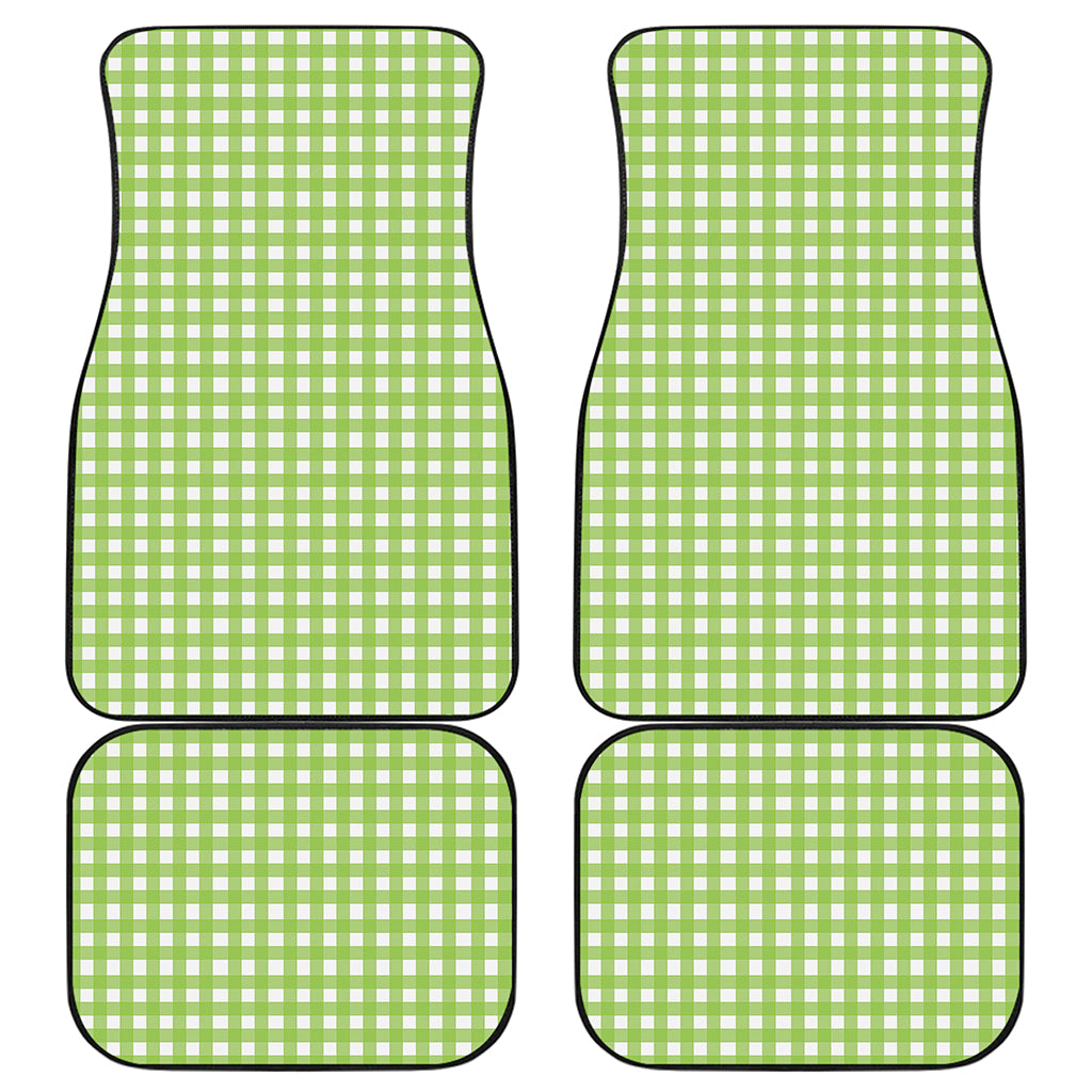 Green And White Check Pattern Print Front and Back Car Floor Mats