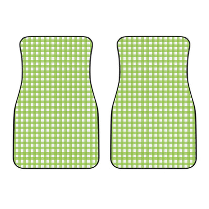 Green And White Check Pattern Print Front Car Floor Mats