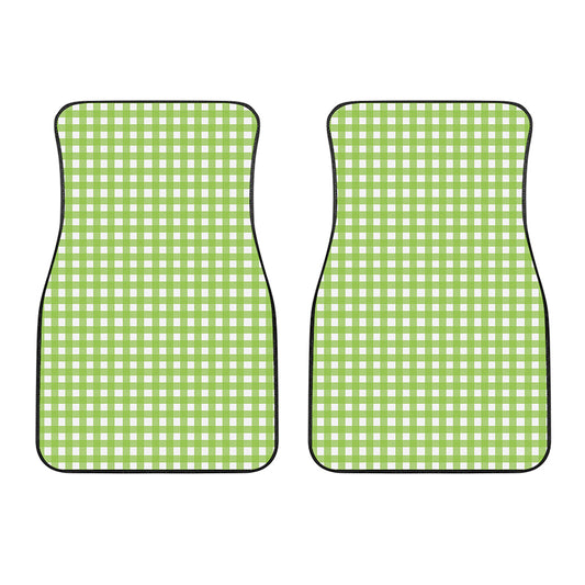 Green And White Check Pattern Print Front Car Floor Mats