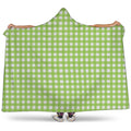 Green And White Check Pattern Print Hooded Blanket