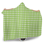 Green And White Check Pattern Print Hooded Blanket