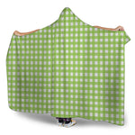 Green And White Check Pattern Print Hooded Blanket