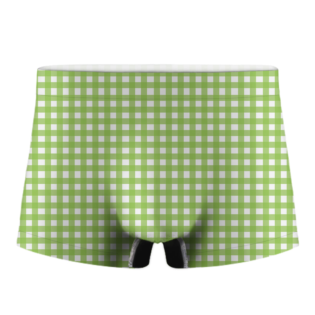 Green And White Check Pattern Print Men's Boxer Briefs