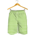 Green And White Check Pattern Print Men's Shorts