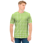 Green And White Check Pattern Print Men's T-Shirt