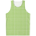 Green And White Check Pattern Print Men's Tank Top