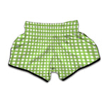 Green And White Check Pattern Print Muay Thai Boxing Shorts