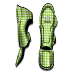 Green And White Check Pattern Print Muay Thai Shin Guard