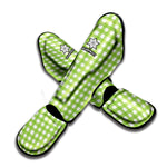 Green And White Check Pattern Print Muay Thai Shin Guard