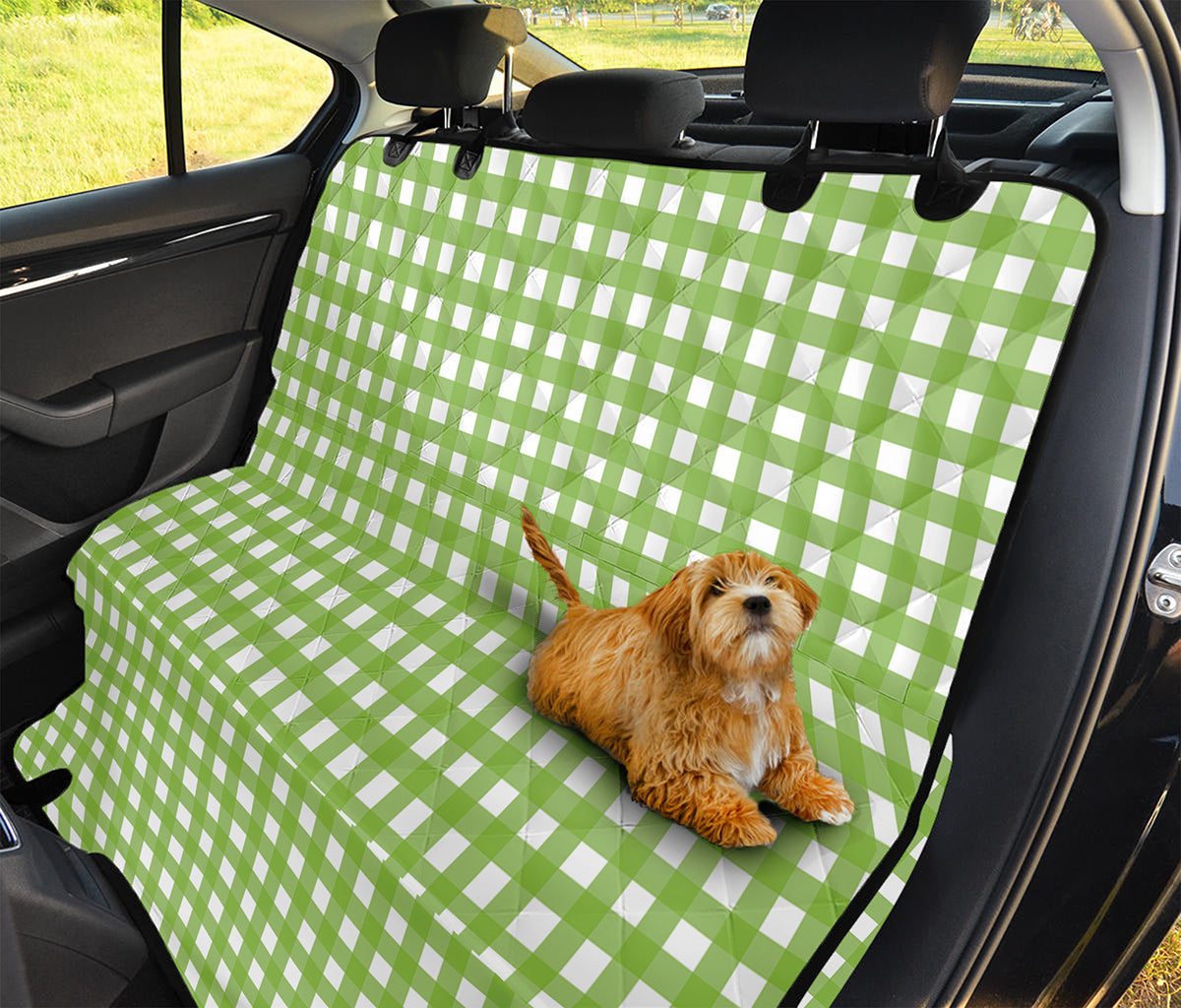 Green And White Check Pattern Print Pet Car Back Seat Cover