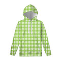Green And White Check Pattern Print Pullover Hoodie
