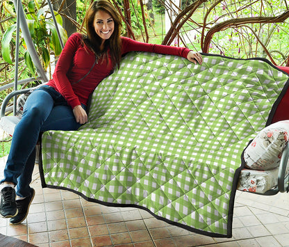 Green And White Check Pattern Print Quilt