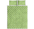 Green And White Check Pattern Print Quilt Bed Set
