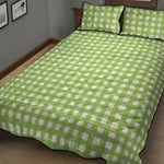 Green And White Check Pattern Print Quilt Bed Set