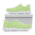 Green And White Check Pattern Print White Running Shoes